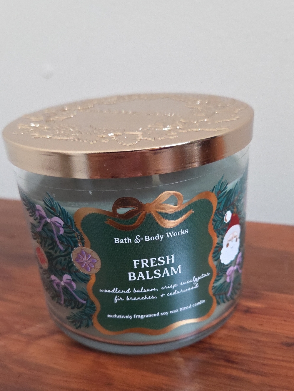 Bath & Body Works Fresh Balsam Candle - Green with Gold Lid